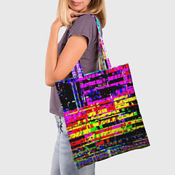 Сумка-шопер Яркий пиксельный красочный глитч, цвет: 3D-принт — фото 2