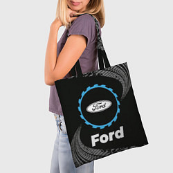 Сумка-шопер Ford в стиле Top Gear со следами шин на фоне, цвет: 3D-принт — фото 2