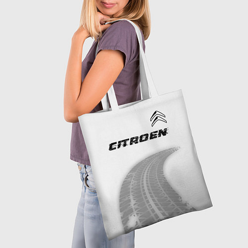 Сумка-шоппер Citroen speed на светлом фоне со следами шин: симв / 3D-принт – фото 3