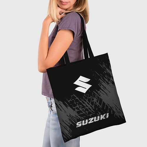 Сумка-шоппер Suzuki speed шины на темном: символ, надпись / 3D-принт – фото 3