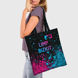Сумка-шопер Limp Bizkit - neon gradient: символ сверху, цвет: 3D-принт — фото 2