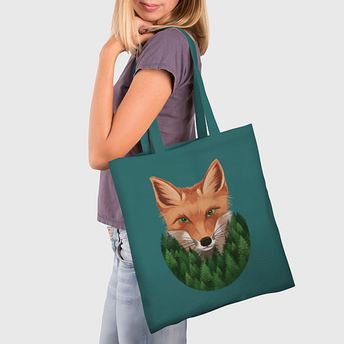 Сумка-шоппер Рыжая лиса в лесу / 3D-принт – фото 3