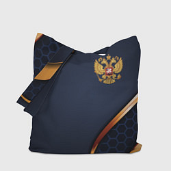 Сумка-шопер Blue & gold герб России, цвет: 3D-принт