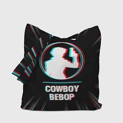Сумка-шопер Символ Cowboy Bebop в стиле glitch на темном фоне, цвет: 3D-принт