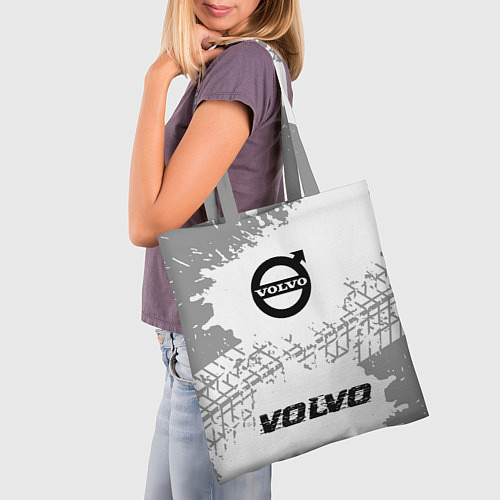 Сумка-шоппер Volvo speed шины на светлом: символ, надпись / 3D-принт – фото 3