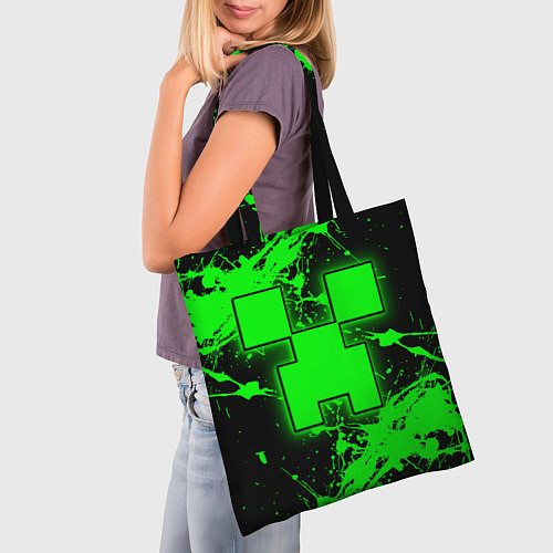 Сумка-шоппер Minecraft neon green / 3D-принт – фото 3
