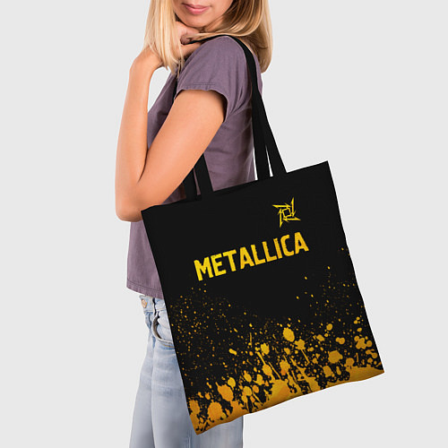 Сумка-шоппер Metallica - gold gradient: символ сверху / 3D-принт – фото 3