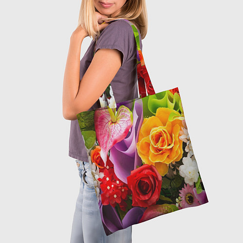 Сумка-шоппер Прекрасный цветочный букет / 3D-принт – фото 3