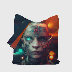Сумка-шопер Девушка - киборг, цвет: 3D-принт