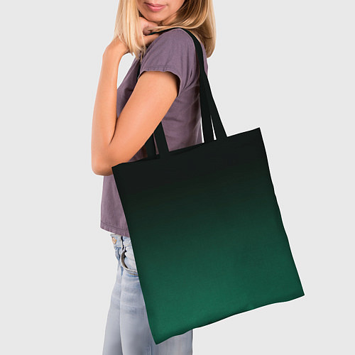 Сумка-шоппер Черный и бирюзово - зеленый, текстурированный под / 3D-принт – фото 3