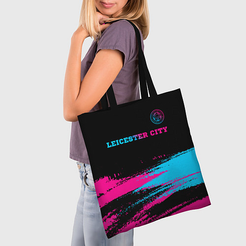 Сумка-шоппер Leicester City - neon gradient: символ сверху / 3D-принт – фото 3
