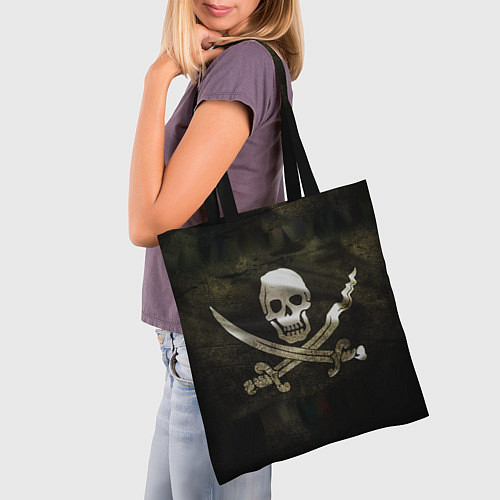 Сумка-шоппер Пиратский флаг - череп с ножами / 3D-принт – фото 3