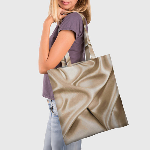 Сумка-шоппер Струящаяся золотистая ткань / 3D-принт – фото 3