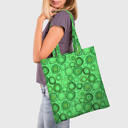 Сумка-шопер Ярко-зеленый неоновый абстрактный узор, цвет: 3D-принт — фото 2