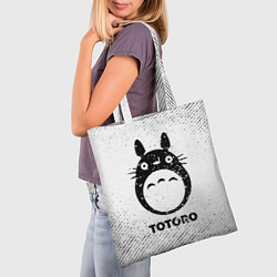 Сумка-шопер Totoro с потертостями на светлом фоне, цвет: 3D-принт — фото 2