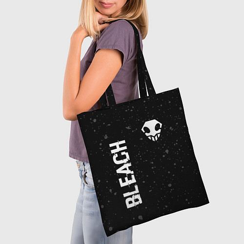 Сумка-шоппер Bleach glitch на темном фоне: надпись, символ / 3D-принт – фото 3