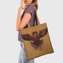 Сумка-шопер Летящая сова и осенний лес, цвет: 3D-принт — фото 2