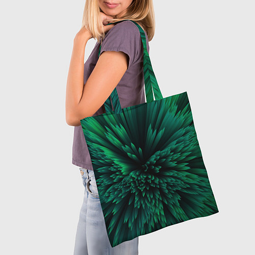 Сумка-шоппер Объёмные острые зелёные фигуры / 3D-принт – фото 3