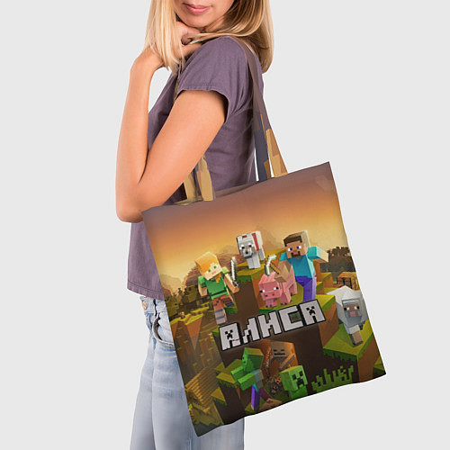 Сумка-шоппер Алиса Minecraft / 3D-принт – фото 3
