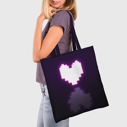 Сумка-шоппер Undertale heart neon / 3D-принт – фото 3