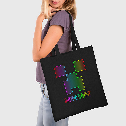 Сумка-шоппер Minecraft logo neon / 3D-принт – фото 3