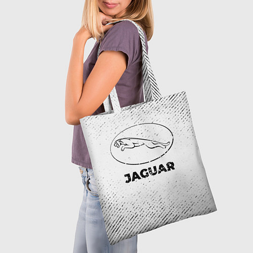 Сумка-шоппер Jaguar с потертостями на светлом фоне / 3D-принт – фото 3