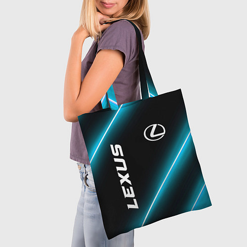 Сумка-шоппер Lexus неоновые лампы / 3D-принт – фото 3