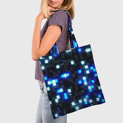 Сумка-шоппер Неоновые светящиеся квадраты / 3D-принт – фото 3