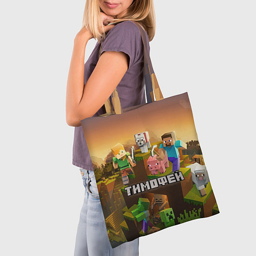 Сумка-шоппер Тимофей Minecraft / 3D-принт – фото 3