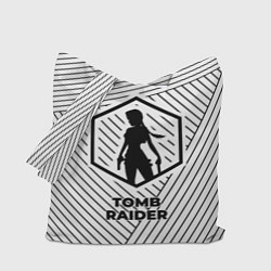 Сумка-шопер Символ Tomb Raider на светлом фоне с полосами, цвет: 3D-принт