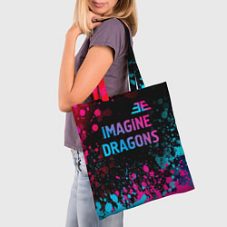 Сумка-шопер Imagine Dragons - neon gradient: символ сверху, цвет: 3D-принт — фото 2