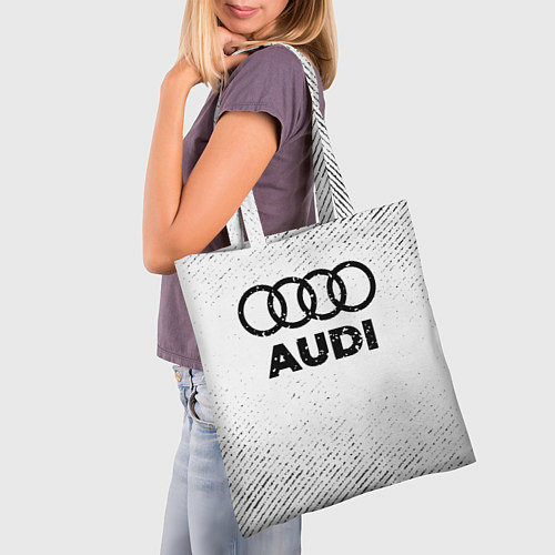 Сумка-шоппер Audi с потертостями на светлом фоне / 3D-принт – фото 3
