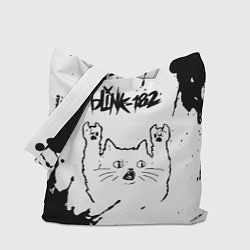Сумка-шопер Blink 182 рок кот на светлом фоне, цвет: 3D-принт