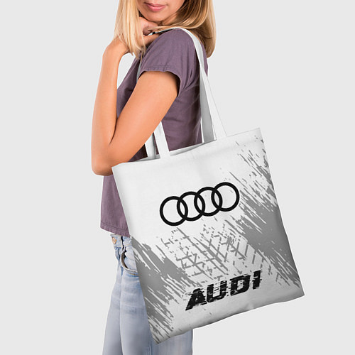 Сумка-шоппер Audi speed шины на светлом: символ, надпись / 3D-принт – фото 3