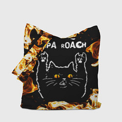 Сумка-шопер Papa Roach рок кот и огонь, цвет: 3D-принт