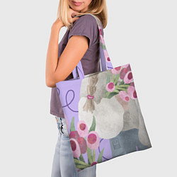 Сумка-шопер Девушка с тюльпанами, цвет: 3D-принт — фото 2