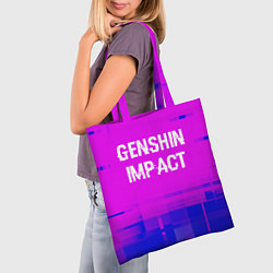 Сумка-шопер Genshin Impact glitch text effect: символ сверху, цвет: 3D-принт — фото 2