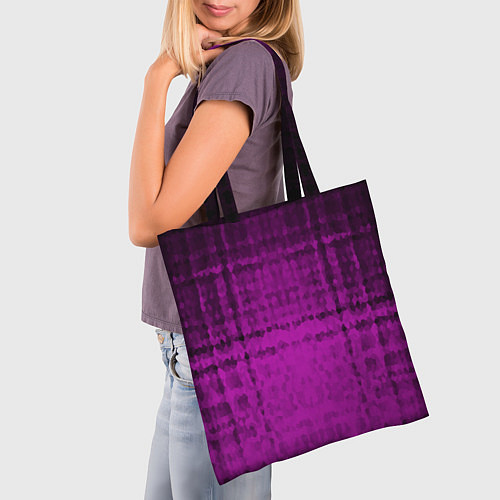 Сумка-шоппер Абстрактный мозаичный черно - пурпурный узор / 3D-принт – фото 3