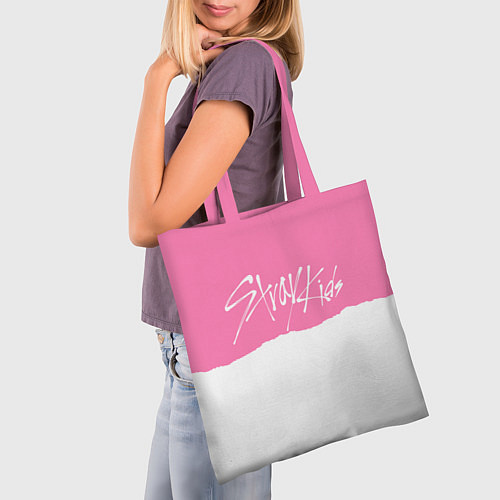 Сумка-шоппер Stray Kids pink and white / 3D-принт – фото 3