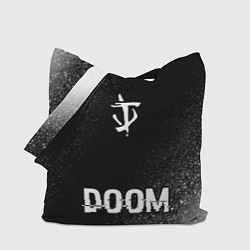 Сумка-шопер Doom glitch на темном фоне: символ, надпись, цвет: 3D-принт
