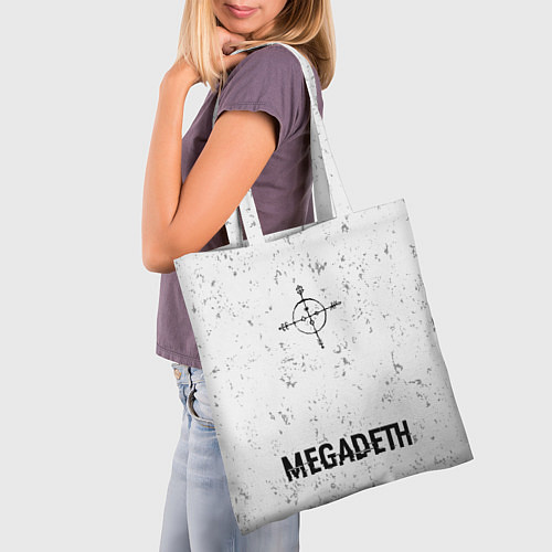 Сумка-шоппер Megadeth glitch на светлом фоне: символ, надпись / 3D-принт – фото 3