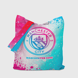 Сумка-шопер Manchester City neon gradient style, цвет: 3D-принт