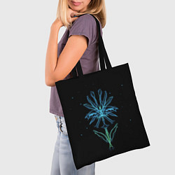 Сумка-шопер Неоновый цветок на черном фоне, цвет: 3D-принт — фото 2