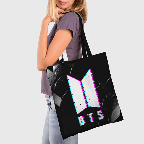 Сумка-шоппер BTS - Неоновый логотип / 3D-принт – фото 3