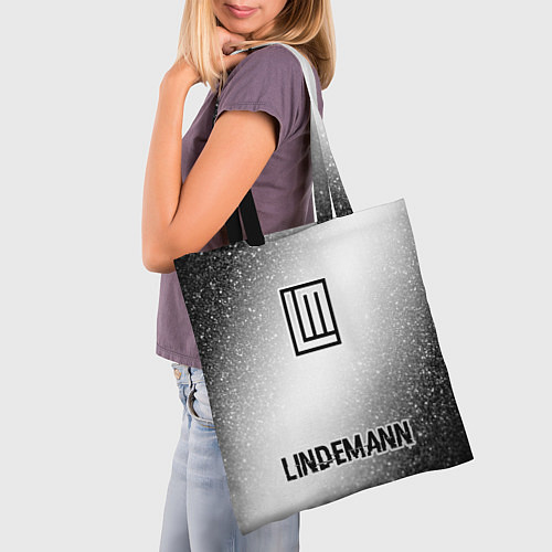 Сумка-шоппер Lindemann glitch на светлом фоне: символ, надпись / 3D-принт – фото 3
