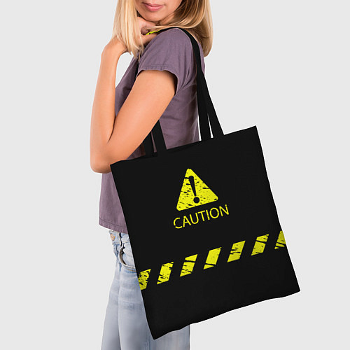 Сумка-шоппер CAUTION - Осторожно опасность / 3D-принт – фото 3