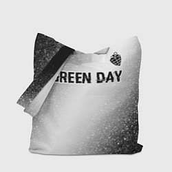 Сумка-шопер Green Day glitch на светлом фоне: символ сверху, цвет: 3D-принт