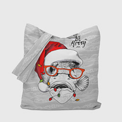 Сумка-шопер Be merry, fish with red glasses, цвет: 3D-принт
