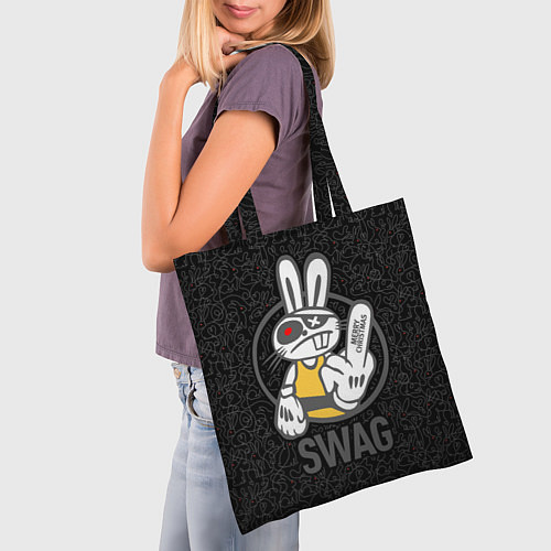 Сумка-шоппер SWAG, bad rabbit, merry Christmas / 3D-принт – фото 3