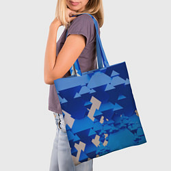 Сумка-шопер Абстрактные синие тетраэдры, цвет: 3D-принт — фото 2